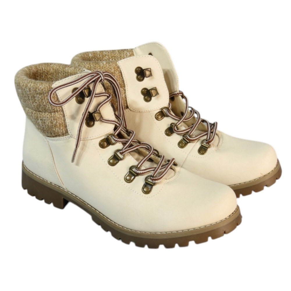CLIFFS White Mountain PATHFIELD BOOTS Ivory Faux Suede SWEATER KNIT ANKLE 10 M